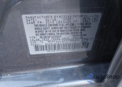 2018 Nissan Sentra S z USA, uszkodzony, nr VIN 3N1AB7AP1JY325575